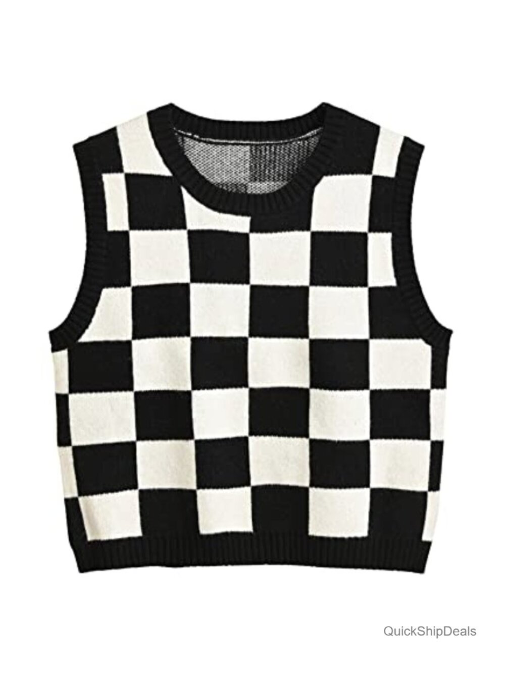 Preppy Y2K Sleeveless Knitted Sweater Vest Crop Top for Women